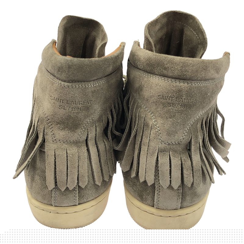 Saint Laurent Paris Suede Leather Fringe Sneakers Gray 37 1 2 — view 4