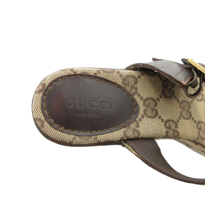 Gucci Sandals GG Canvas 36 Leather Brown Platform Thick Sole FF GY18 — view 7