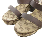 Gucci Sandals GG Canvas 36 Leather Brown Platform Thick Sole FF GY18 — view 3