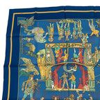 Hermes Carre 90 LE Temps Des Marionnettes Marionette Time Silk Scarf Blue — view 3
