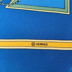 Hermes Carre 90 LE Temps Des Marionnettes Marionette Time Silk Scarf Blue — view 8