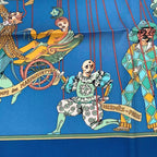 Hermes Carre 90 LE Temps Des Marionnettes Marionette Time Silk Scarf Blue — view 7