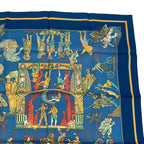 Hermes Carre 90 LE Temps Des Marionnettes Marionette Time Silk Scarf Blue — view 4