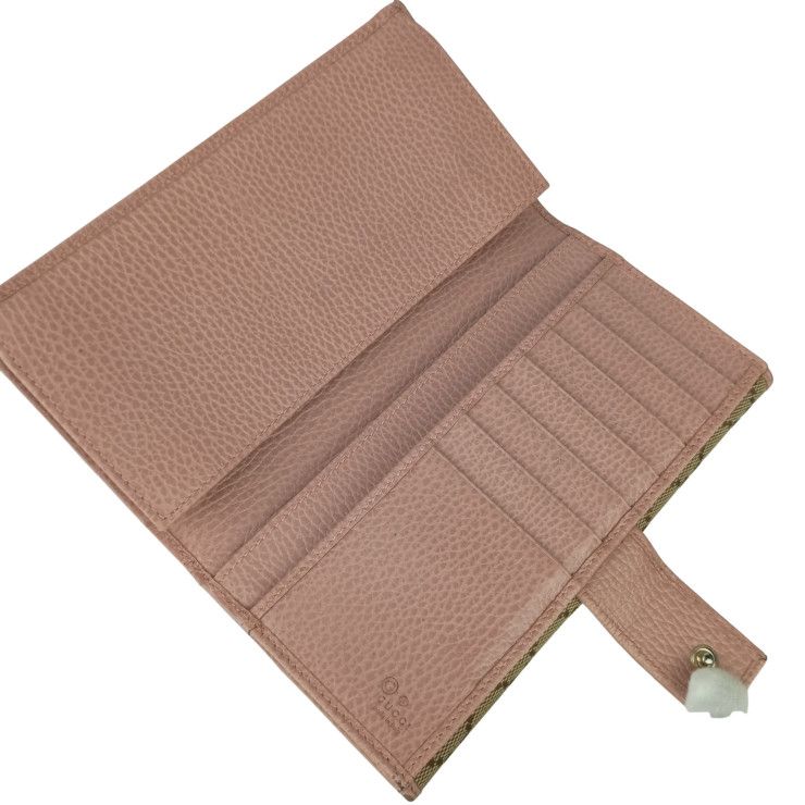 Gucci Wallet W Hook Bifold Long Vegetable Pink GG Canvas — view 7