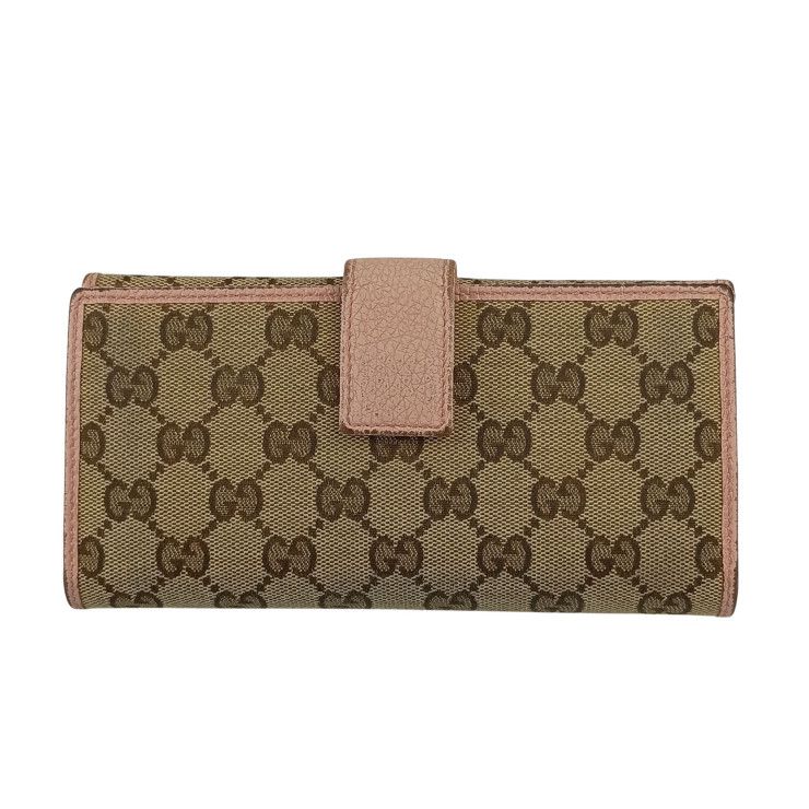 Gucci Wallet W Hook Bifold Long Vegetable Pink GG Canvas — view 3