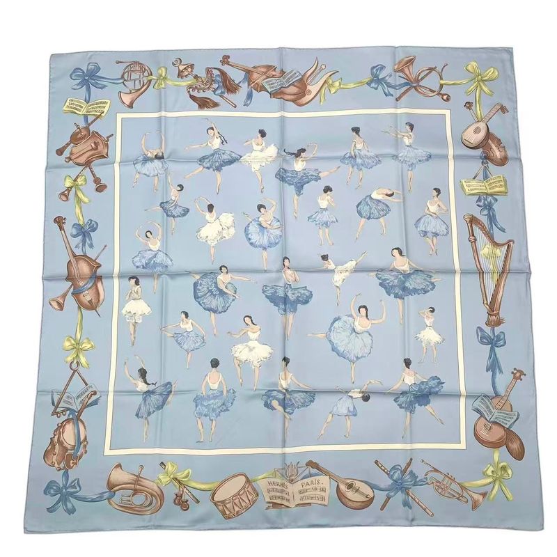 Hermes Carre 90 la Dance Ballet Dancer Ballerina Scarf Silk Blue — view 3