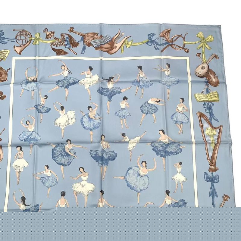 Hermes Carre 90 la Dance Ballet Dancer Ballerina Scarf Silk Blue — view 5