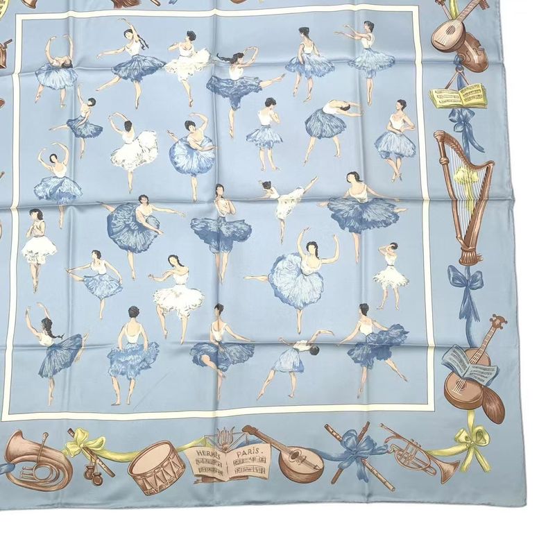 Hermes Carre 90 la Dance Ballet Dancer Ballerina Scarf Silk Blue — view 6