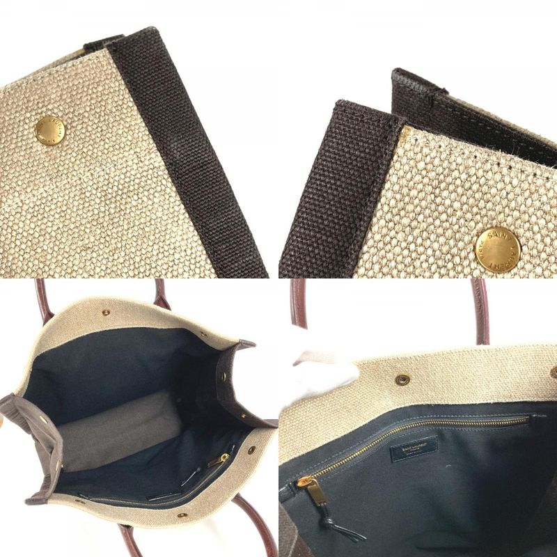 Saint Laurent Paris Handbag Noe Rive Gauche Linen Brown — view 9