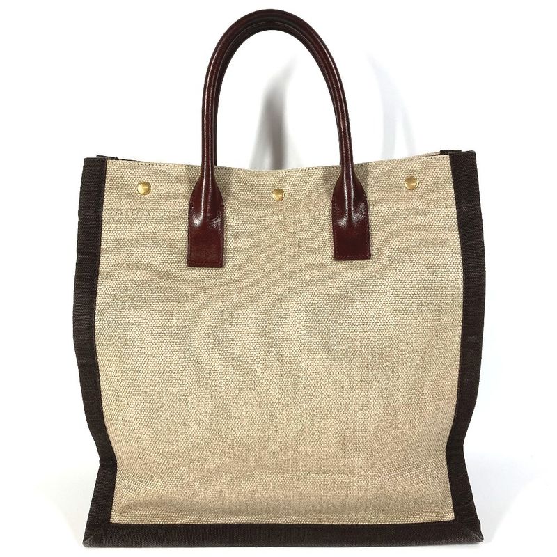 Saint Laurent Paris Handbag Noe Rive Gauche Linen Brown — view 3