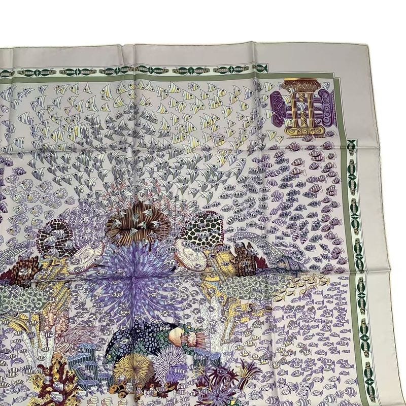 Hermes Scarf Carre 90 Silk Rencontre Oceane Atlantic Meeting Purple Box — view 5