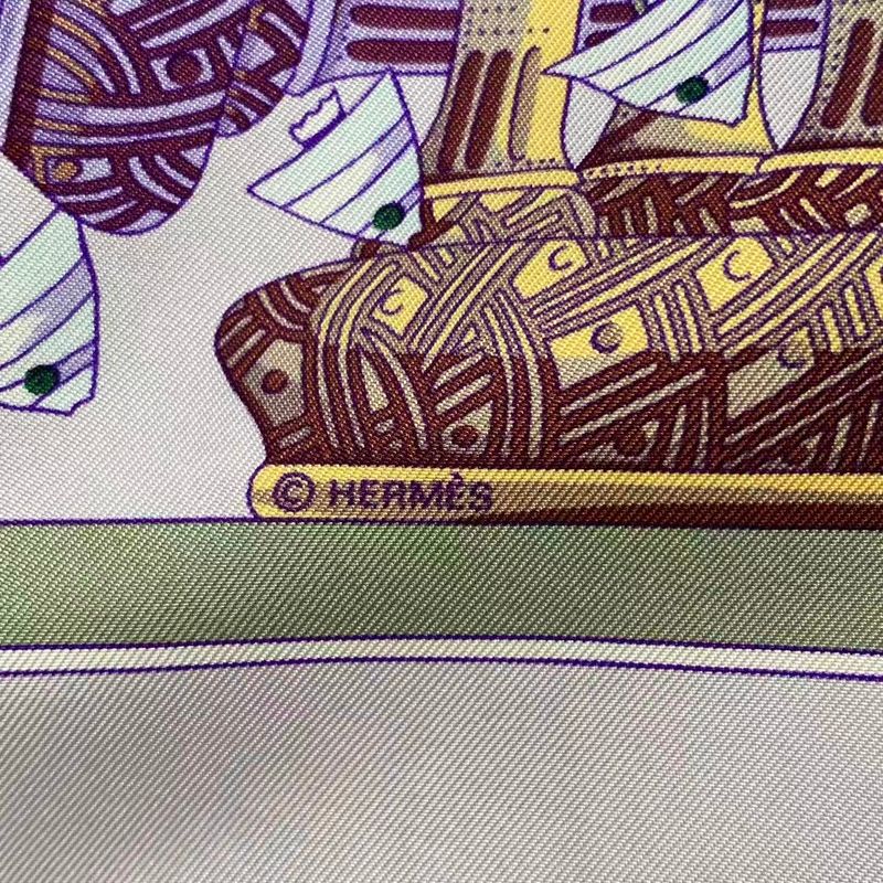 Hermes Scarf Carre 90 Silk Rencontre Oceane Atlantic Meeting Purple Box — view 7