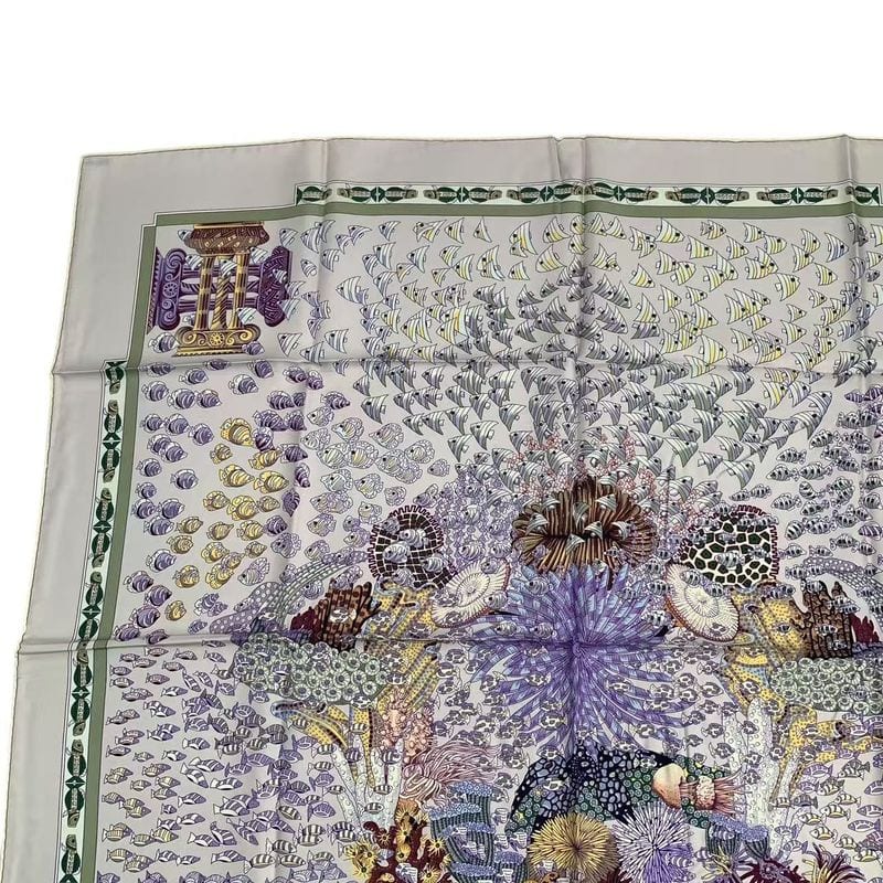 Hermes Scarf Carre 90 Silk Rencontre Oceane Atlantic Meeting Purple Box — view 4