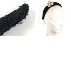Chanel Headband CC Logo Coco Mark Faux Pearl Tweed Canvas Black — view 9