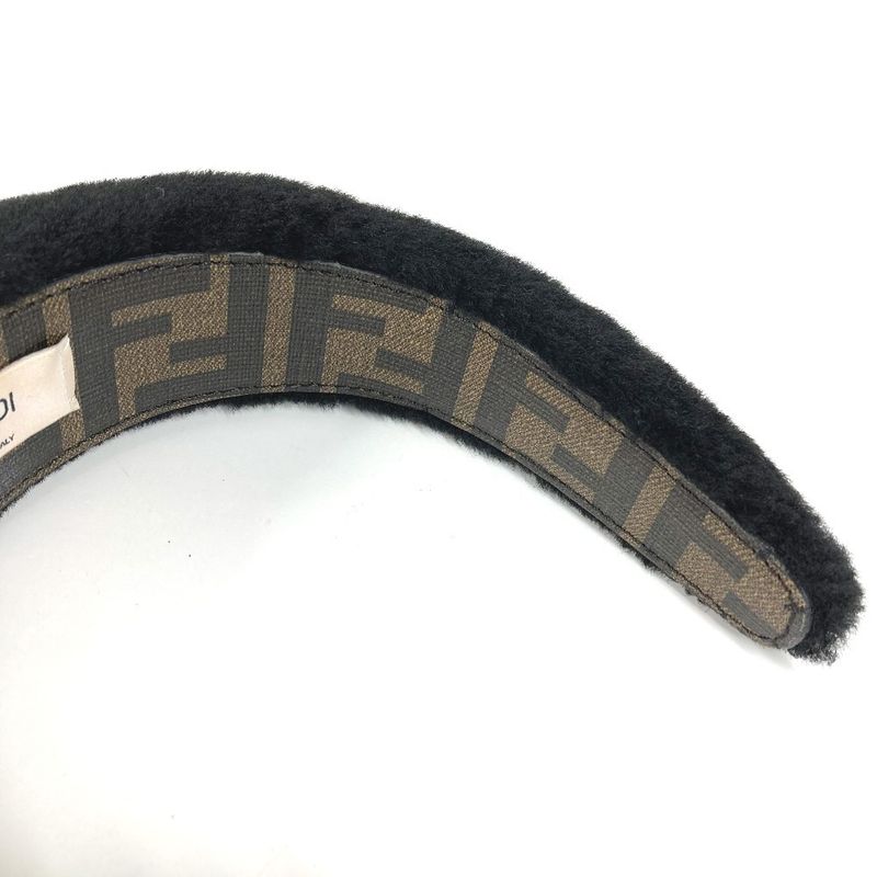 Fendi Headband Fur Mohair Zucca Logo Black — view 8