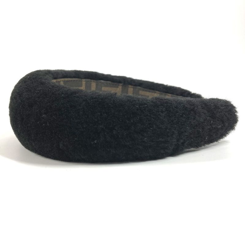 Fendi Headband Fur Mohair Zucca Logo Black — view 5
