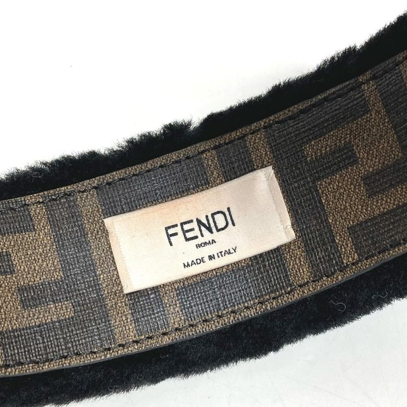 Fendi Headband Fur Mohair Zucca Logo Black — view 6