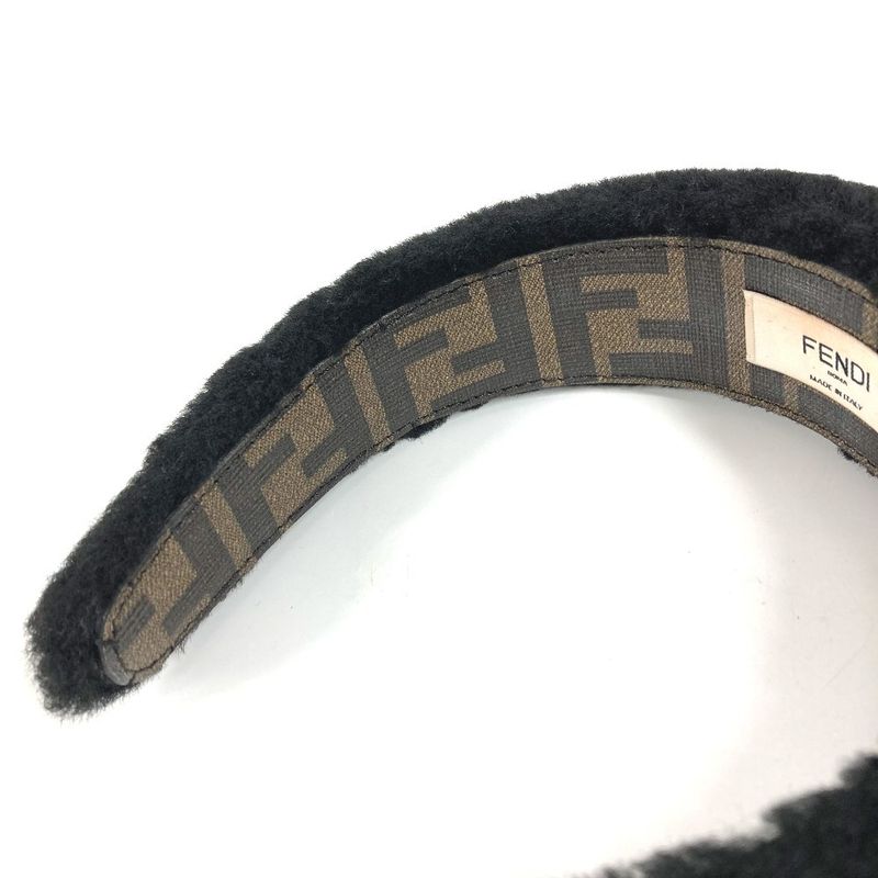Fendi Headband Fur Mohair Zucca Logo Black — view 7