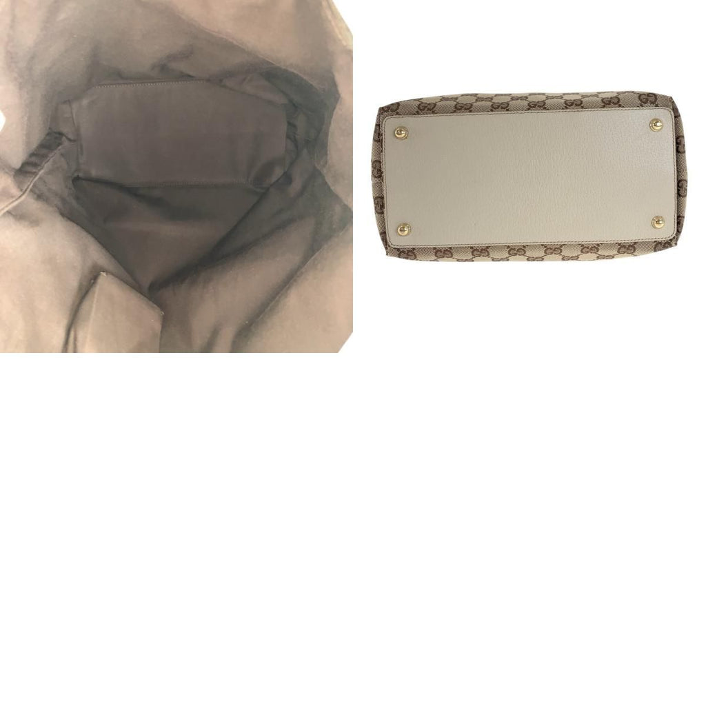 Gucci Beige Brown Gold Hardware GG Canvas Leather Tote Bag — view 2