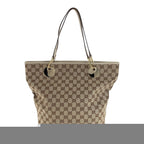 Gucci Beige Brown Gold Hardware GG Canvas Leather Tote Bag — view 4