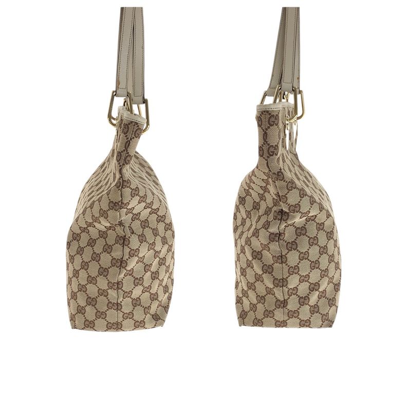 Gucci Beige Brown Gold Hardware GG Canvas Leather Tote Bag — view 9