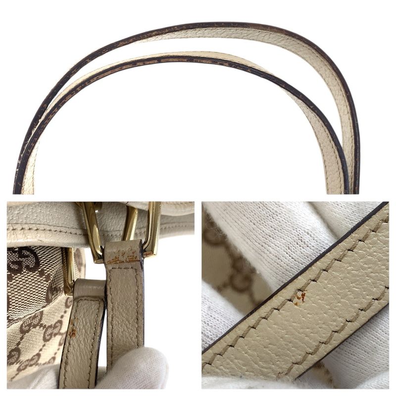 Gucci Beige Brown Gold Hardware GG Canvas Leather Tote Bag — view 6