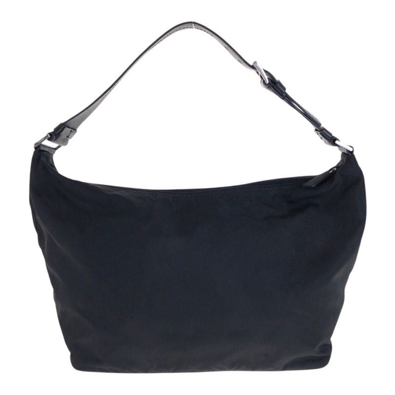 Prada Tessuto Triangle Logo Plate Black Silver Hardware Nylon Leather — view 3