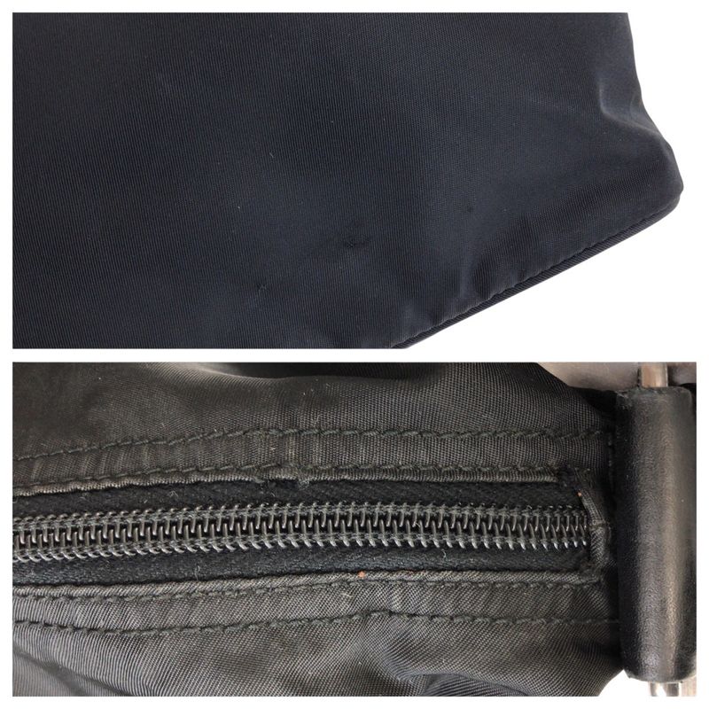 Prada Tessuto Triangle Logo Plate Black Silver Hardware Nylon Leather — view 7