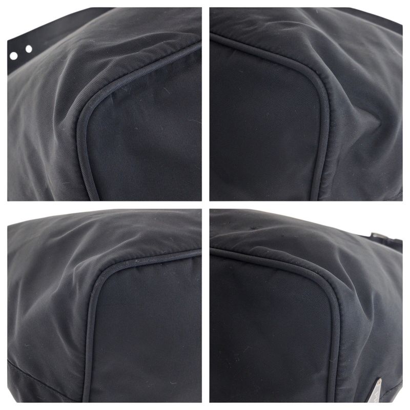 Prada Tessuto Triangle Logo Plate Black Silver Hardware Nylon Leather — view 4