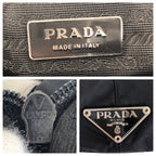 Prada Tessuto Triangle Logo Plate Black Silver Hardware Nylon Leather — view 5