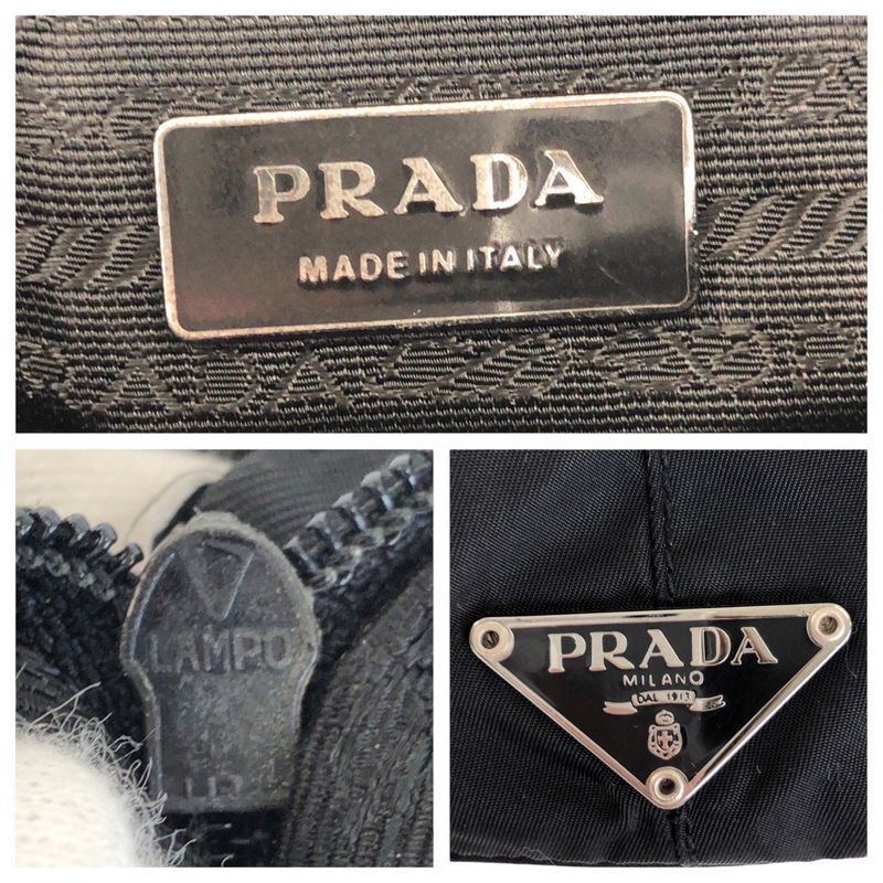Prada Tessuto Triangle Logo Plate Black Silver Hardware Nylon Leather — view 5