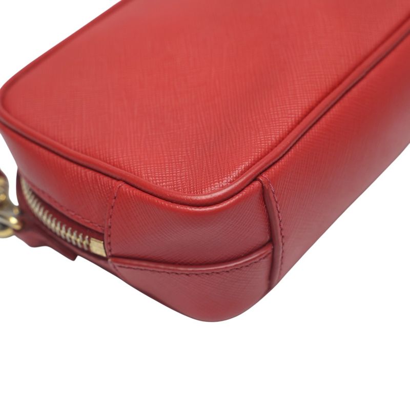 Prada 1 N1674 Camera Shoulder Bag Vitello Phoenix Red — view 9