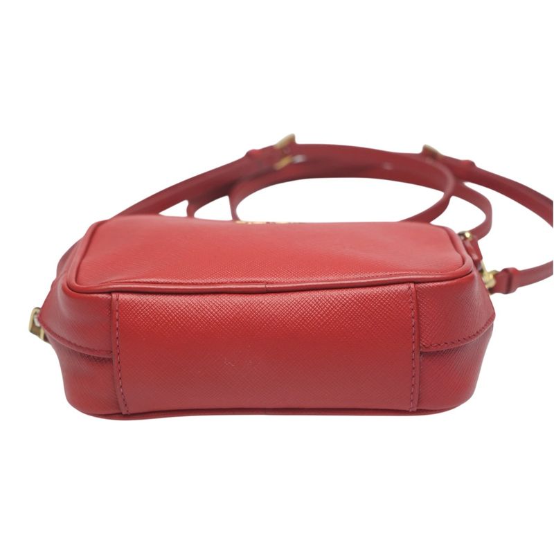 Prada 1 N1674 Camera Shoulder Bag Vitello Phoenix Red — view 6