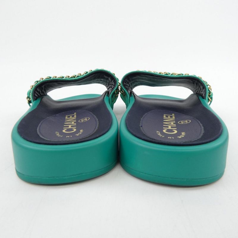 Chanel Size 37 Green Sandals — view 5