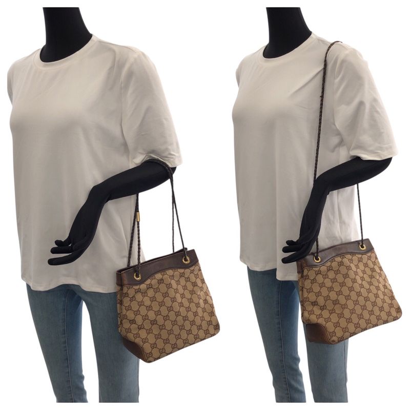 Gucci Beige Brown Gold Hardware GG Canvas Leather Shoulder Bag Handbag — view 8