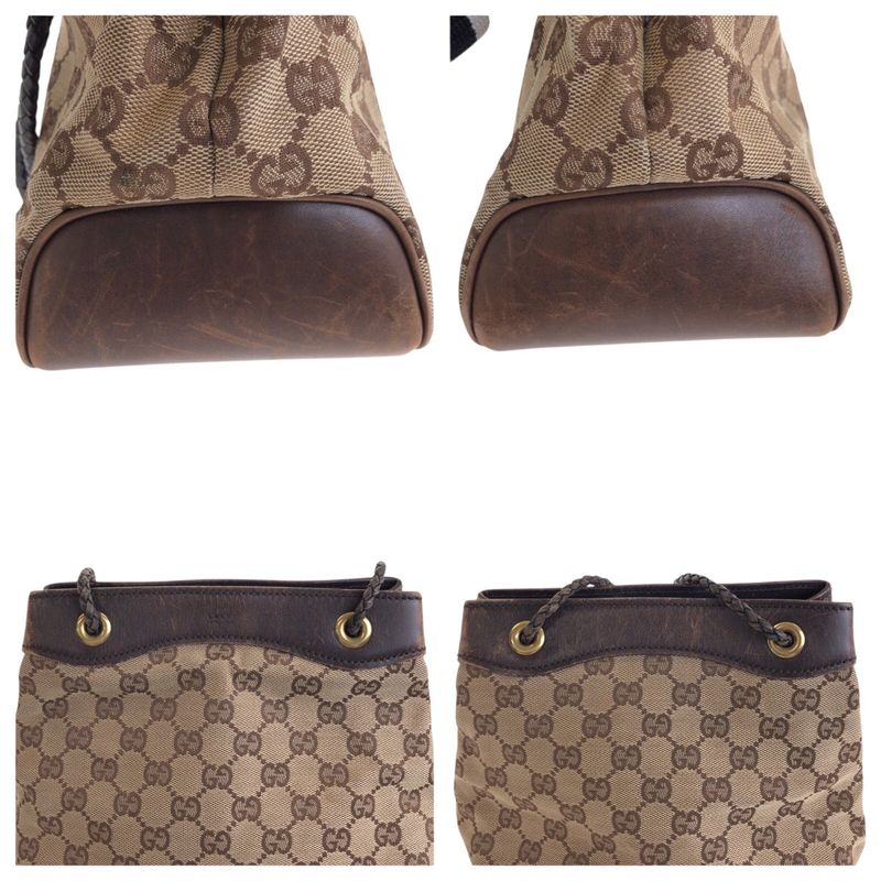 Gucci Beige Brown Gold Hardware GG Canvas Leather Shoulder Bag Handbag — view 7