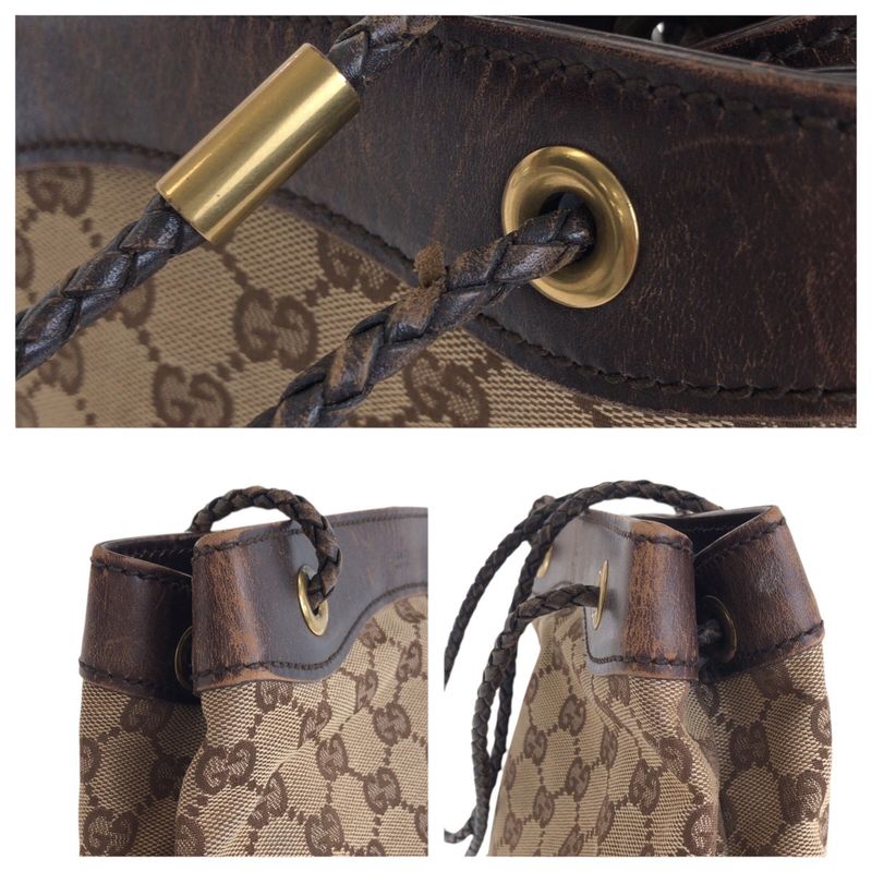 Gucci Beige Brown Gold Hardware GG Canvas Leather Shoulder Bag Handbag — view 6