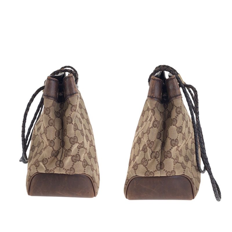 Gucci Beige Brown Gold Hardware GG Canvas Leather Shoulder Bag Handbag — view 9