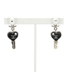 Chanel Coco Mark Heart Key Motif Silver Black Metal — view 3
