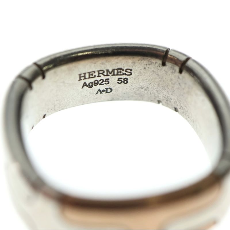 Hermes Square Combination Star-ring 58 Silver Bronze — view 7