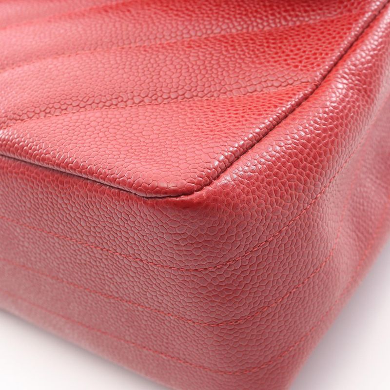 Chanel Shoulder Bag Bias Stitch Red Leather Chain — view 7