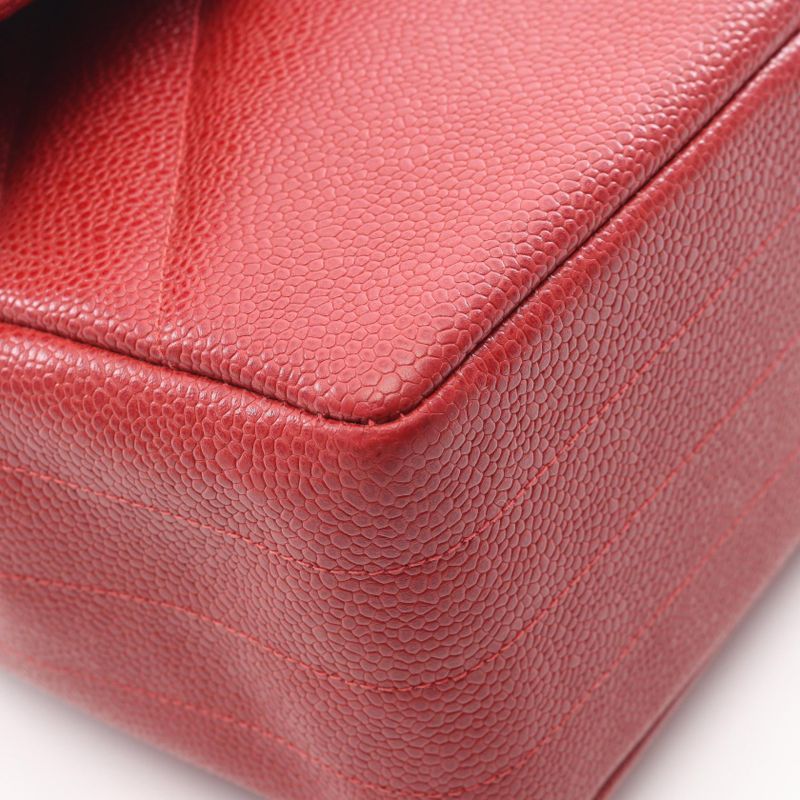 Chanel Shoulder Bag Bias Stitch Red Leather Chain — view 8
