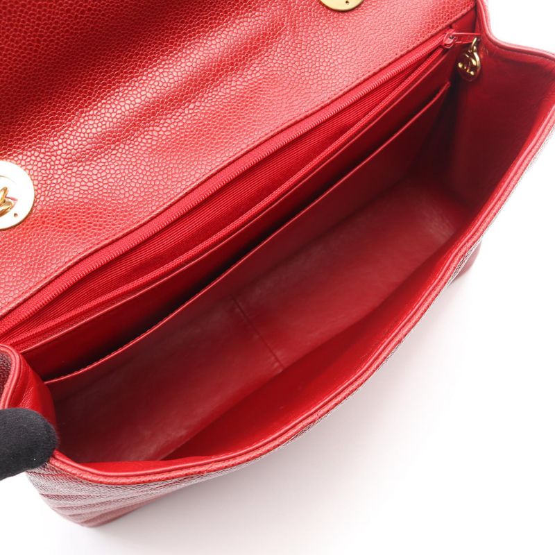 Chanel Shoulder Bag Bias Stitch Red Leather Chain — view 4