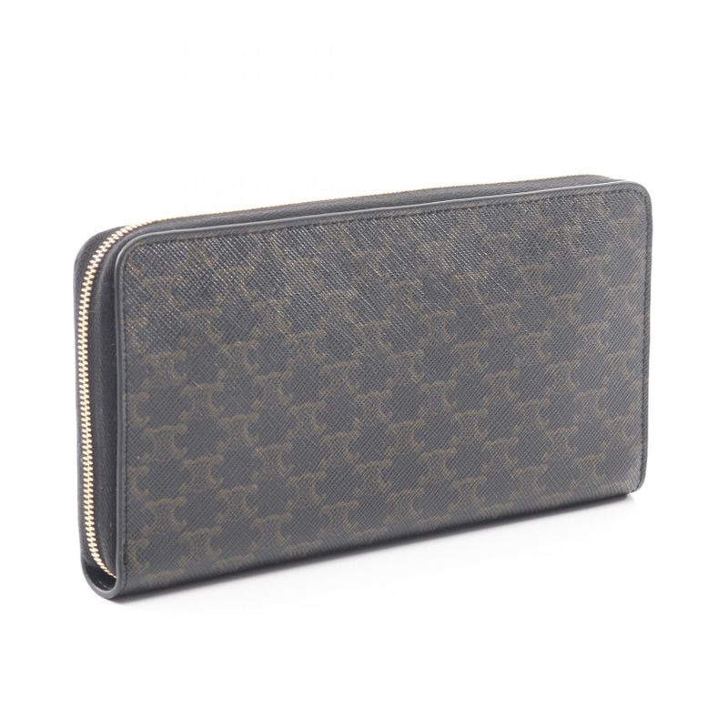 Celine Round Long Wallet Triomphe Large Zip 10 B55 2 BQ3 38 NO Black — view 2