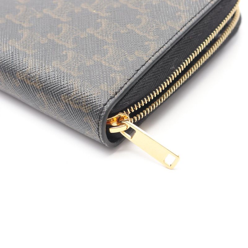 Celine Round Long Wallet Triomphe Large Zip 10 B55 2 BQ3 38 NO Black — view 6