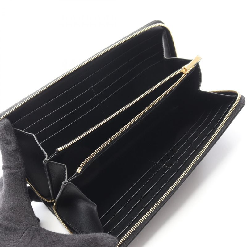 Celine Round Long Wallet Triomphe Large Zip 10 B55 2 BQ3 38 NO Black — view 3