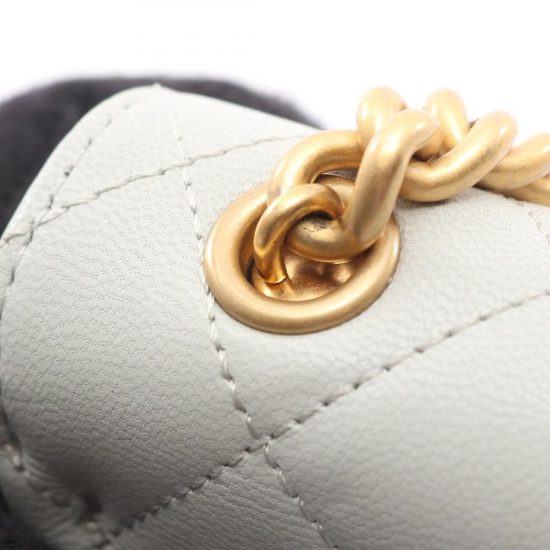 Chanel Shoulder Bag Quilted Light Gray Leather Small Flap Chain — view 9