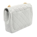 Chanel Shoulder Bag Quilted Light Gray Leather Small Flap Chain — view 3