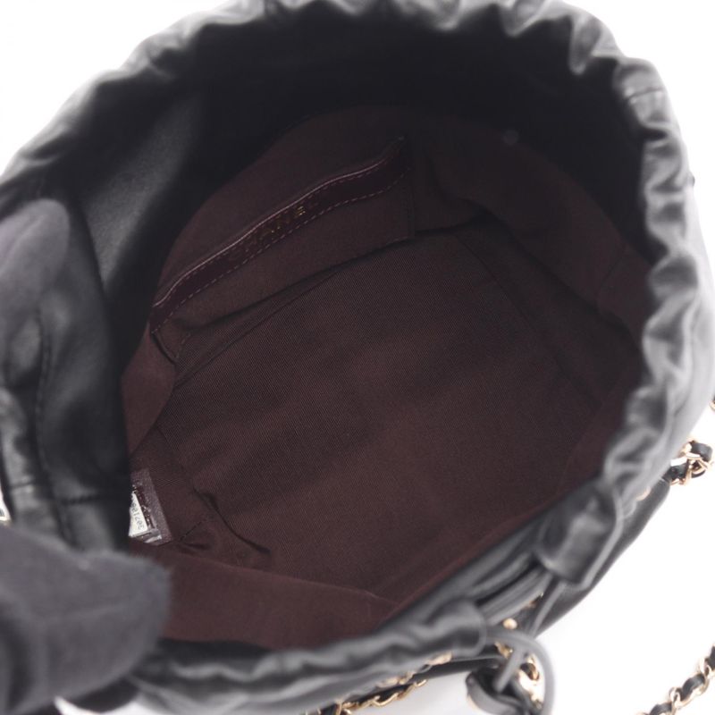 Chanel Shoulder Bag As2313 Black Lambskin Bucket Drawstring Chain — view 4