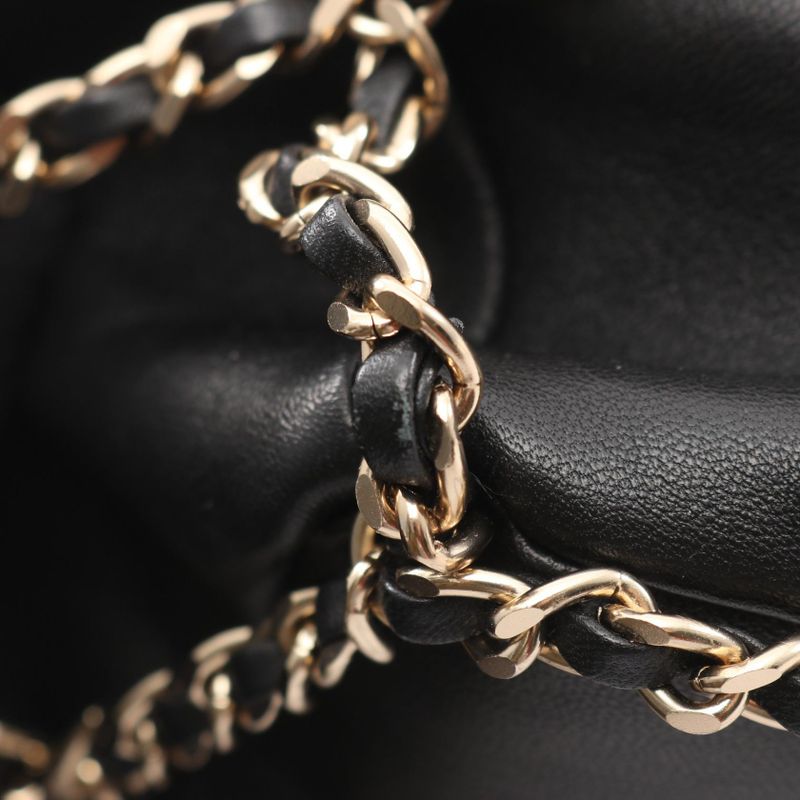 Chanel Shoulder Bag As2313 Black Lambskin Bucket Drawstring Chain — view 7